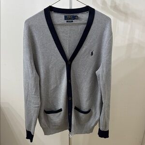 Polo by Ralph Lauren Gray and Blue Cardigan Sweater